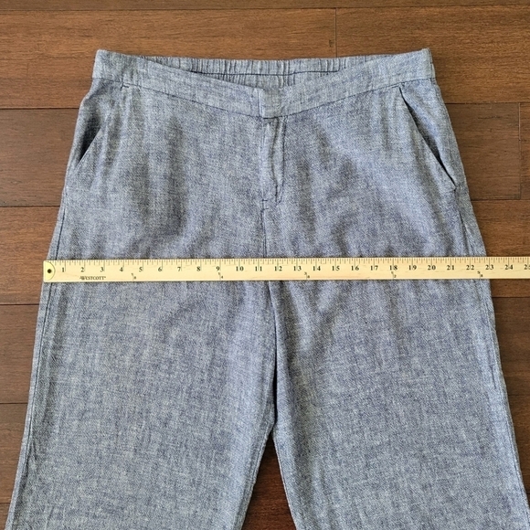 Old Navy Cropped Wide Leg Linen Blend High-Rise Pants Women's Size Large Blue - Picture 6 of 10